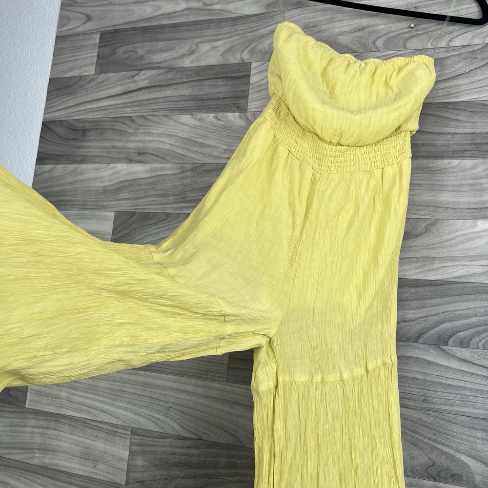 Pink Lily Strapless Tube Top Romper Women XS Yellow Coastal Beach Flowy Festival - Picture 12 of 16